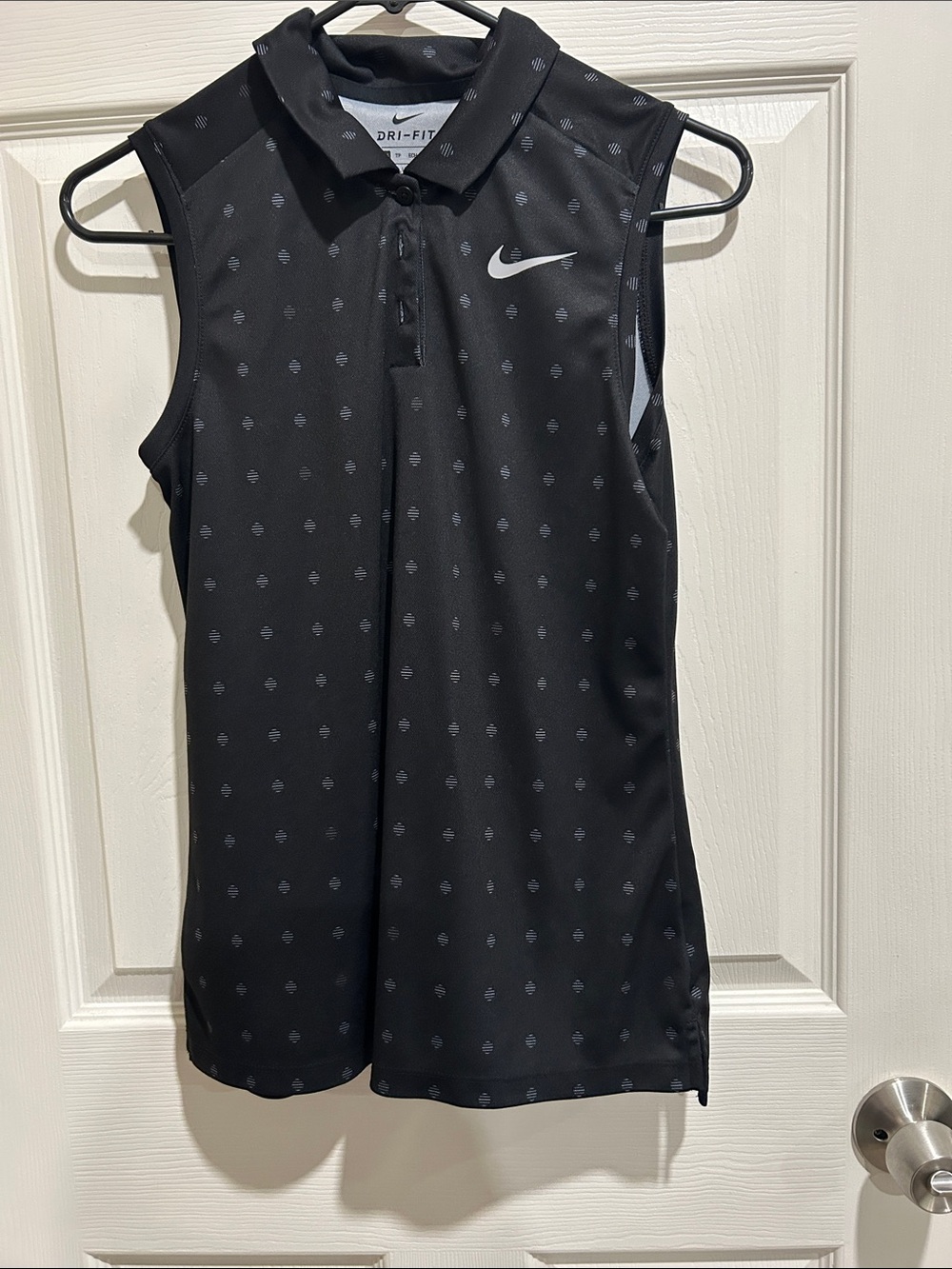 Nike Black Sleeveless Polo with Gray Dot Motif